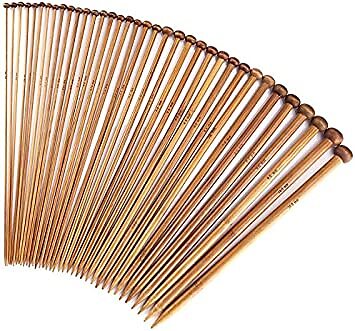 LIHAO Ferri da Maglia Punto Singolo bambù Kit 15 Misure da 2.0mm a 10.0mm, Lunghezza 35cm 