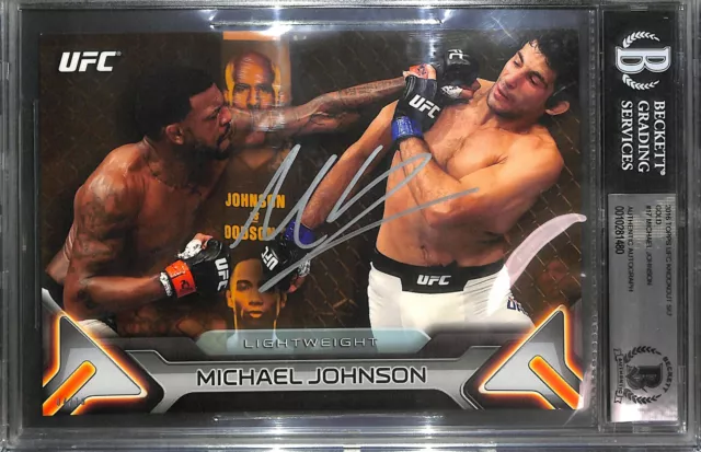 Michael Johnson Signed UFC 2016 Topps Knockout 5x7 Gold Card BAS Beckett COA /10