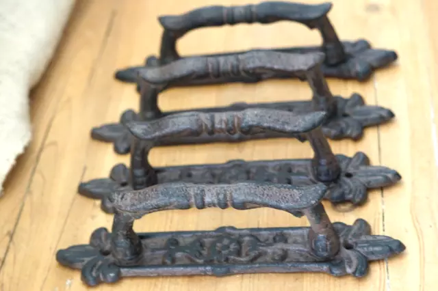 4 Cast Iron Antique Style Barn Handles Gate Pull Shed Door Handles Pulls Garden