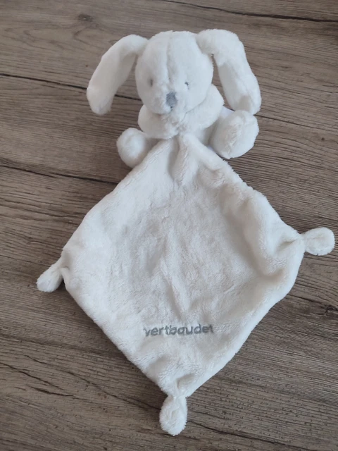 Doudou Mouchoir Lapin Vertbaudet Blanc Nez Gris Frais De Port Gratuits