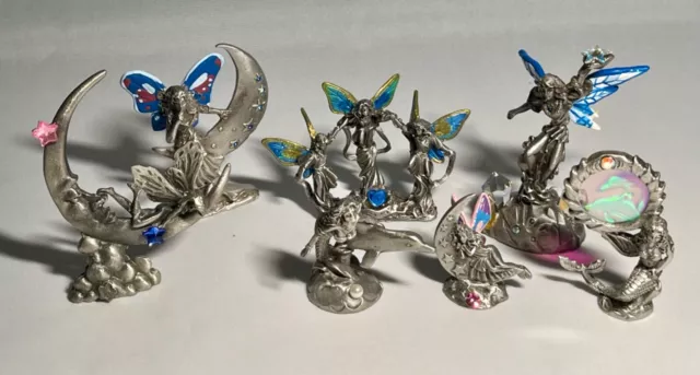 Gallo-Ridolfi Pewter Fairy Figurine Lot of 7 Vintage 1992