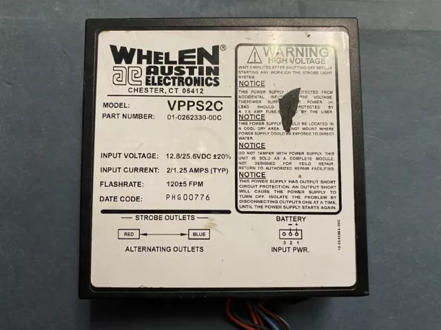 Whelen Model VPPS2C  Output Strobe Power Supply  AS IS