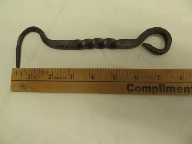 antique 18th 19th century wrought iron twisted gate, door hook