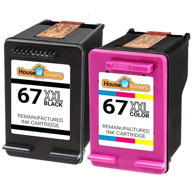 REPLACEMENT HP 67XL XXL Black & Color Ink for Deskjet Plus 4140 4152