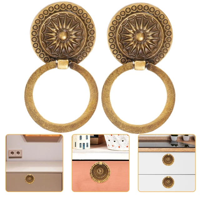 2 Pcs Aluminum Alloy Cabinet Handles Drawer Pull Ring Knobs