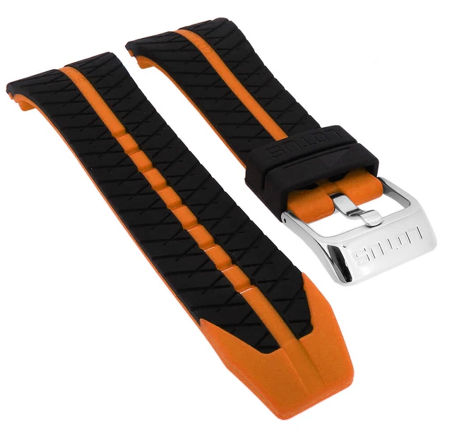 Bracelet De Montre Lotus En Caoutchouc Noir - Réf. P.9976/9977, Unisexe, Neuf Avec Étiquettes