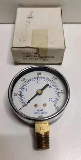 New Old Stock! Pic Guages 2-1/2" 0-300 Psi 1/4" Npt Pressusre Gague 101D-254H