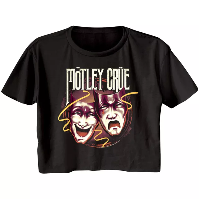 Motley Crue Theater of Pain Drama Masks Womens Crop T Shirt Heavy Metal Top Face