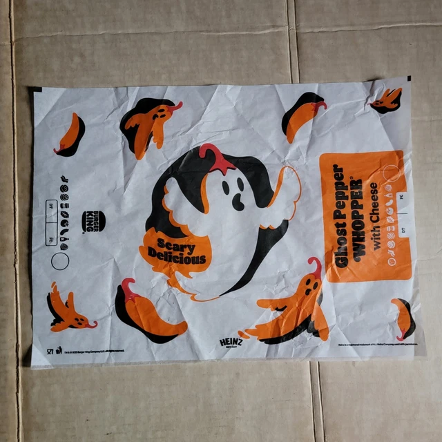 New 2023 Limited Edition Halloween Burger King Ghost Pepper Whopper Wrapper 1500 Picclick