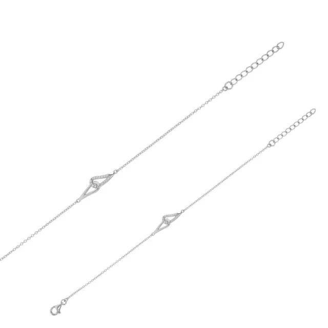 Bracelet double anneaux forme goutte en argent Rhodié, oxydes de zirconium