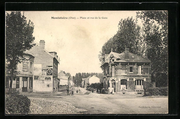 CPA Montataire, Place et rue de la Gare