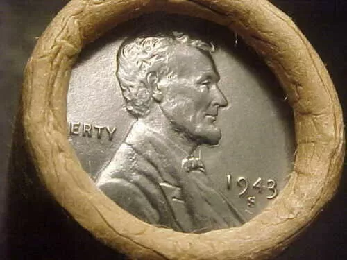 Old Roll Lincoln Wheat Penny Blank Planchet /  Unc Ms 1943-S End Coins Obw  Cent