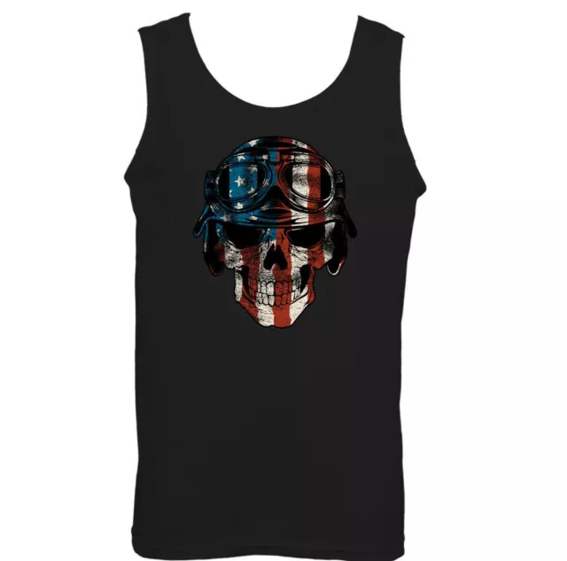 American Biker Skull Mens Motorcycle Vest Motorbike Cafe Racer Bike