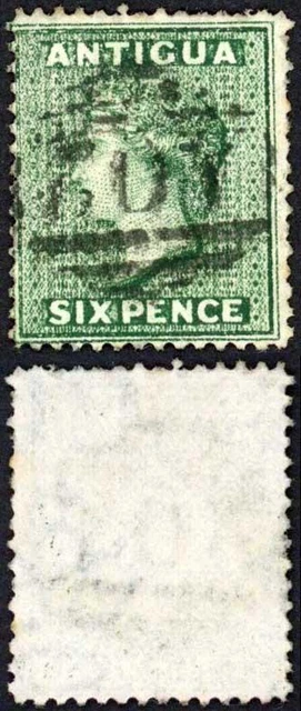 Antigua SG18 6d BLUE-GREEN Wmk Crown CC Perf 14 Cat 22 pounds