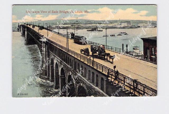 PPC Postcard MO Missouri St Louis Eads Bridge Birds Eye View