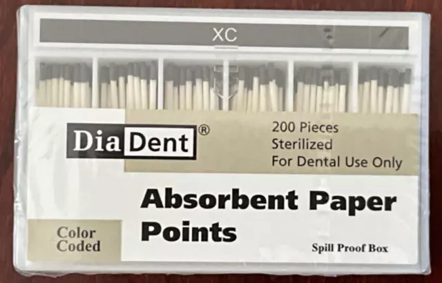 DiaDent Dental Endodontic Absorbent Paper Points XC Color Coded Spill Proof 200/