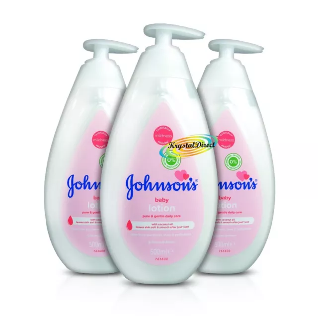 3x Johnsons Baby Lotion 500ml - Gentle Daily Care For Delicate Skin