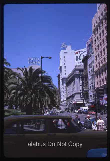 Orig 1962 SLIDE Street Scene Union Square w Drake Wiltshire Hotel San Francisco