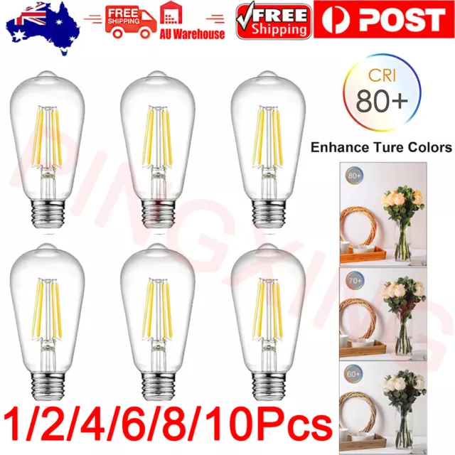 1-10Pcs Vintage LED Filament ST64 Edison LED Bulb Retro E27 Base Light Bulb