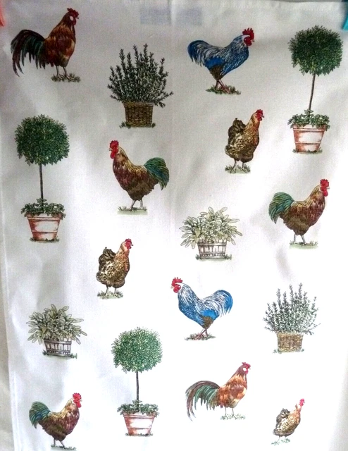 Geschirrtuch Kracht Halbleinen  - Hühnerhof -  50x70cm