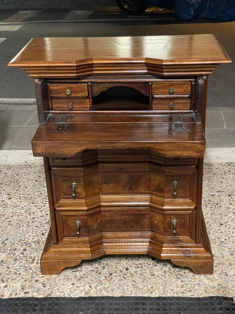 scrittoio Secretaire Ribalta In Legno Antico