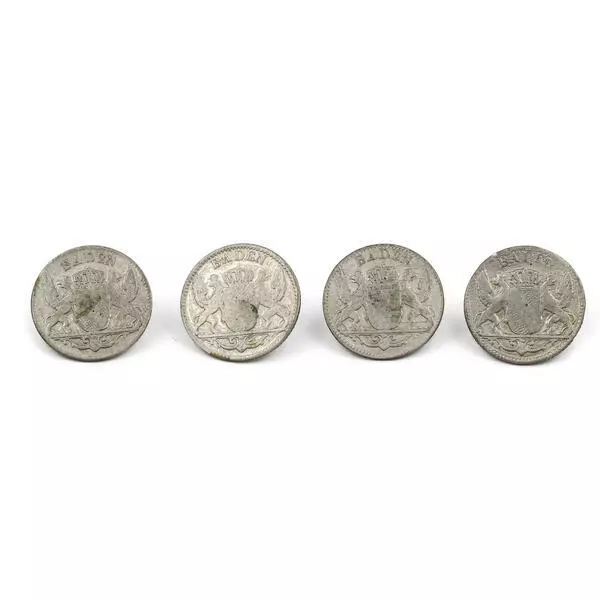 4 bottoni in argento monete 3 incrociatori bagno 1845 bottoni tradizionali antichi silver buttons