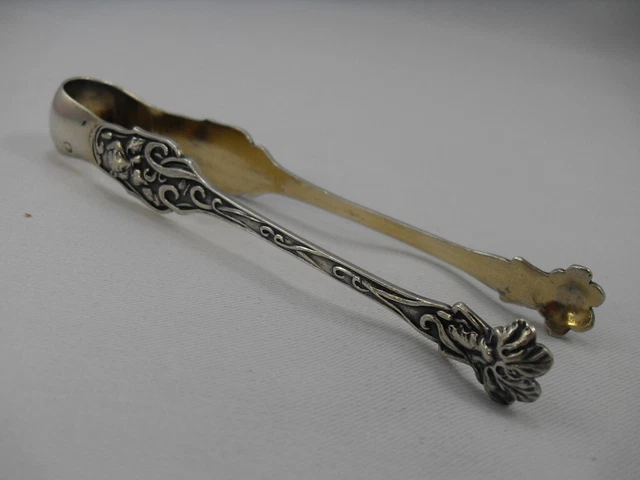 Pince À Sucre Art Nouveau Argent Massif / Art Nouveau French
