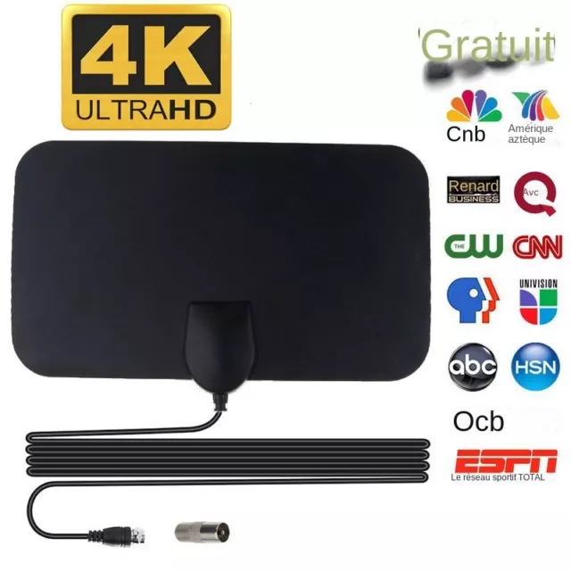 4K Antenne TV Haute Définition Full HD Numérique Puissante Booster Intérieur FR