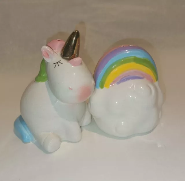 Vintage? Ceramic Unicorn & Rainbows Salt & Pepper Shakers