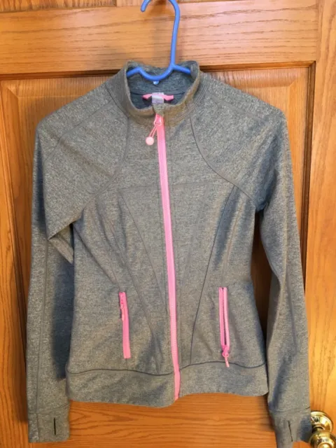 Ivivva Girls 14 Grey and Pink Perfect Your Practice Workout Active Jacket EUC