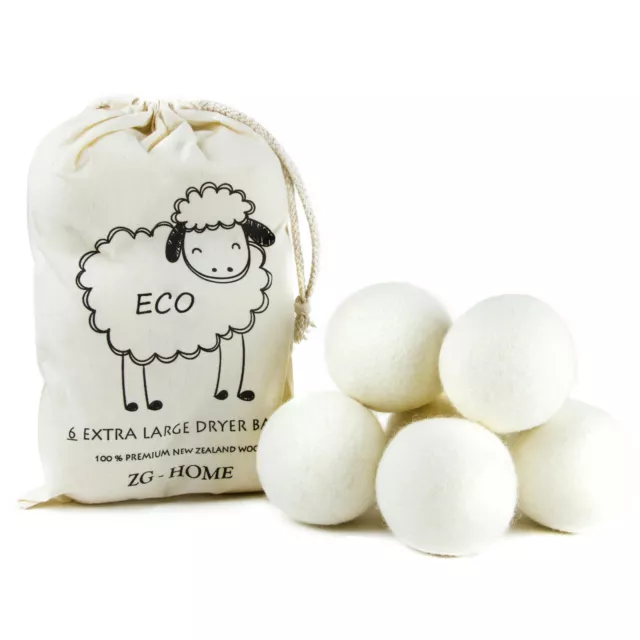 ZG-Home Wool Dryer Balls with New Zealand Wool, XL Size + Premium Organic bag