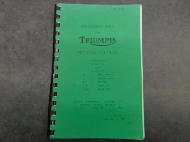 Triumph Pre-Unit Parts Book – 1953 6T, 5T, TR5, T100, And C Models