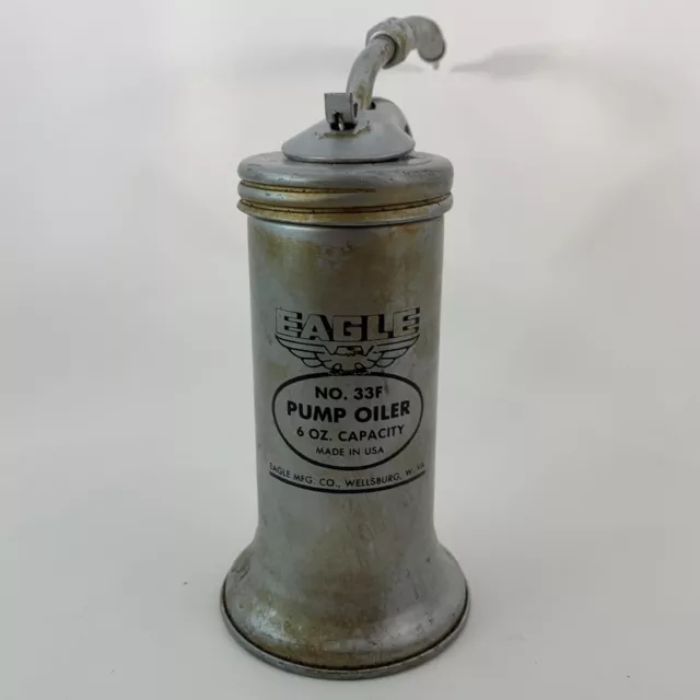 Vintage Eagle Oil Can Oiler No. 33F Finger Pump 6 Oz Usa