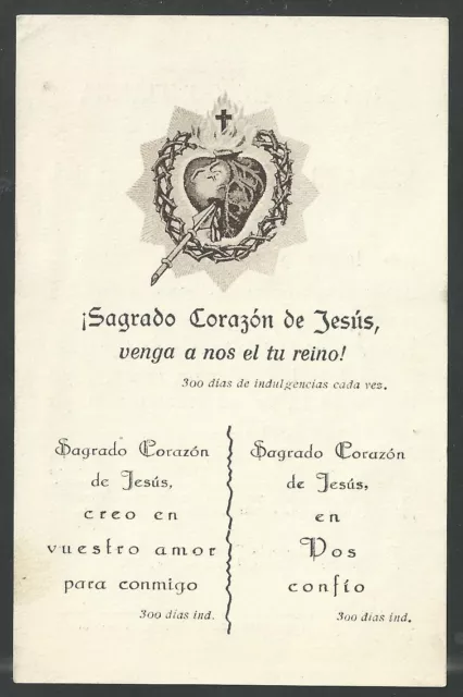 Estampa antigua del Sagrado Corazon de Jesus andachtsbild santino holy card