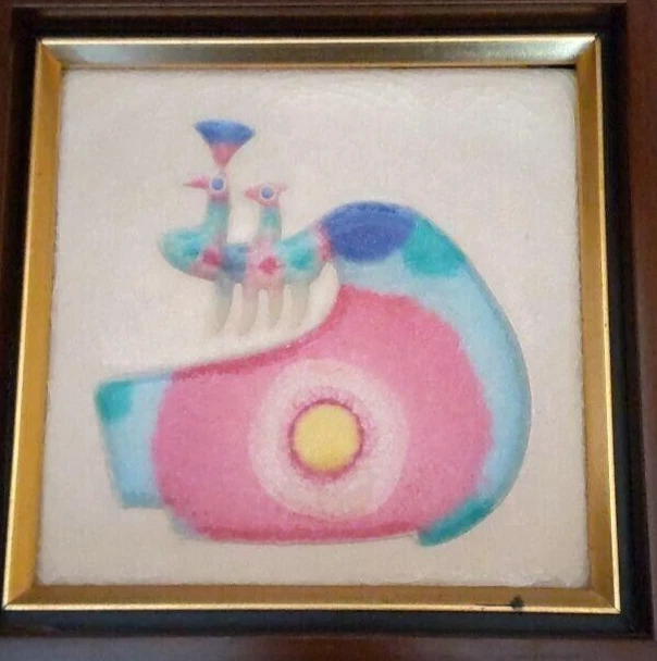 vintage Peacock pottery art modernist Bird Rare Cloisonne ware used JAPAN