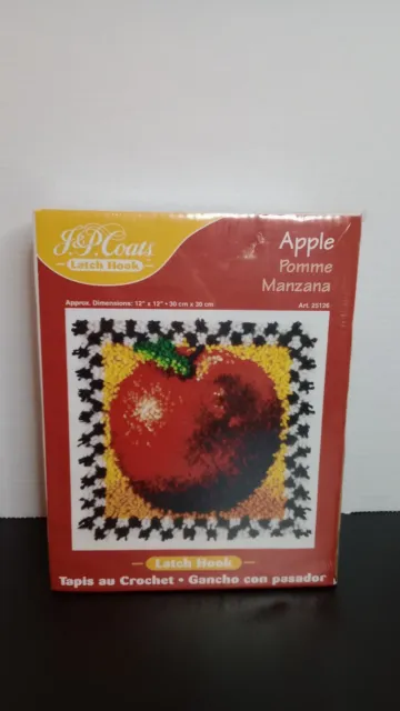 J & P Coats Apple Latch Hook Kit 12"x 12"  Kit #25126 NEW SEALED