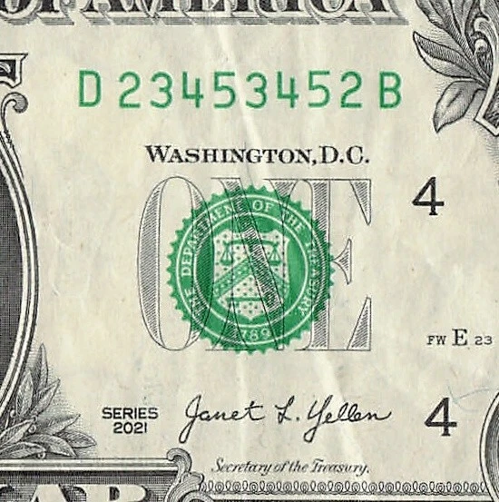 DOUBLE LADDER FANCY Serial Number One Dollar Bill D 2345 345 2B £5.33 ...