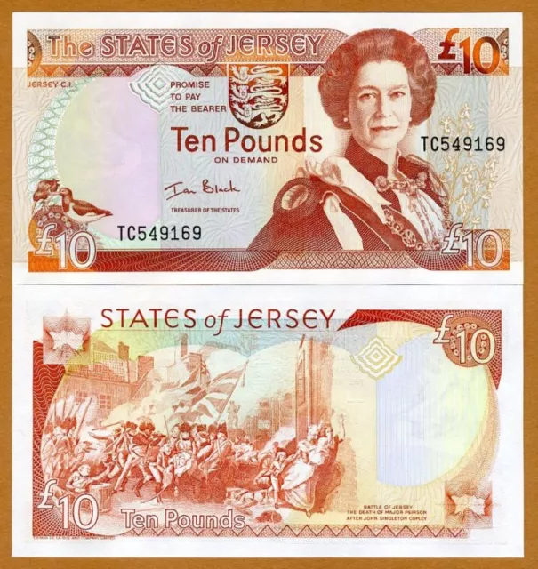 Jersey, 10 pounds, ND (2000), QEII, P-28, UNC