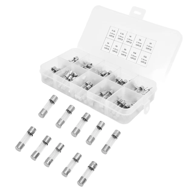 100 Pièces Kit 'assortiment De Fusibles De Tube De Fusible à