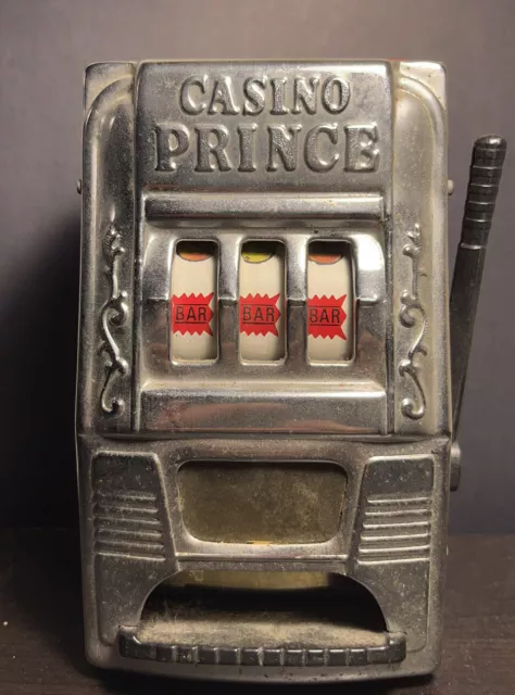 Rare Vintage Waco Casino Prince Slot Machine Bank 6"x3" Works Tin Toy Japan