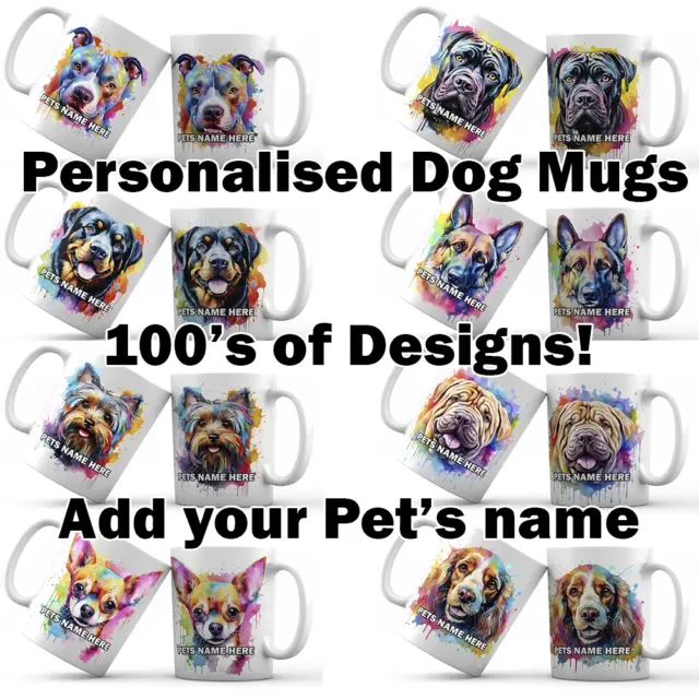 Personalised Dog Mug - All Breeds - Add Dogs Name - Birthday Gift - Canine Puppy
