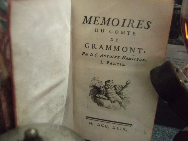 lot livres anciens, 1749,2 volumes, Mémoires Comte Grammont, COMPLET