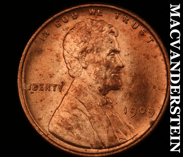 1909 VDB Lincoln Wheat Cent - Scarce  Choice Gem Brilliant Uncirculated  #R1273
