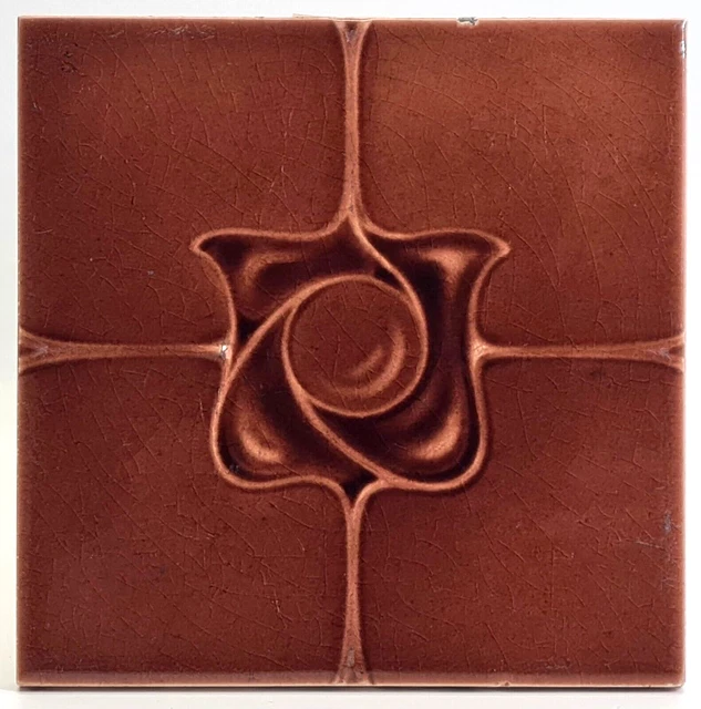 Antique Fireplace Tile Art Nouveau Majolica by Henry Richards C1905 AE10