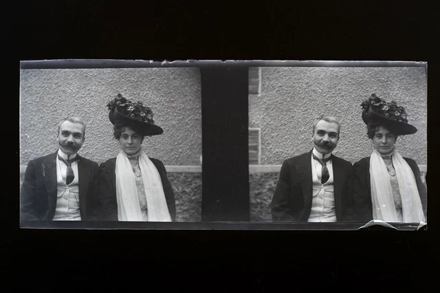 France Famille Mode Photo NEGATIF PL51L27n5 Plaque de verre Vintage 1909