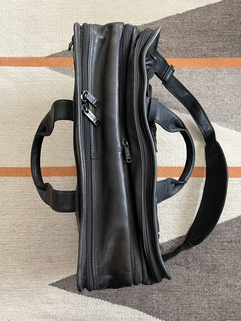 Tumi Alpha Laptop Computer Bag Black Leather Travel Briefcase Pockets Travel Bag 3