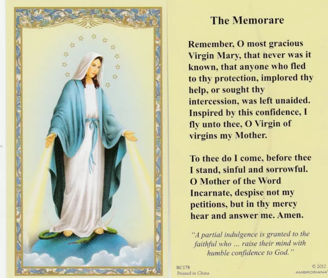 "The Memorare"...Most Gracious Virgin Mary... -*Holy/Prayer Card- {HC2-S1}