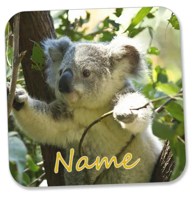 Personalised Koala Drinks Wine Tea Coffee Coaster Mat - ANY NAME / TEXT