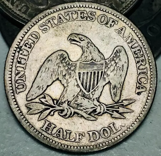 1861 Seated Liberty Half Dollar 50C CIVIL WAR DATE 90% Silver US Coin CC21566