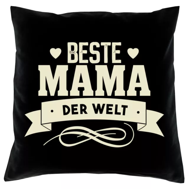 Beste Mama der Welt Kissen + Urkunde Geschenk Weihnachten Geburtstag schwarz